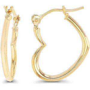 14K Gold Solid Hypoallergenic Heart Hoop Earrings - Tricolor Gold, Two Tone